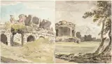 Carlo Labruzzo, A. Anfiteatro di Capua. Il disegno si presenta ridotto lungo tutto il margine s...