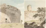 Carlo Labruzzo, A. Il Mausoleo di Sempronio Atratino a Gaeta. Il disegno si presenta ridotto lu...