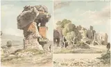 Carlo Labruzzo, A. Anfiteatro di Minturno. Il disegno si presenta ridotto lungo tutto il margin...