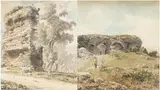 Carlo Labruzzo, A. Veduta di un grande sepolcro oltre Mola. Il disegno si presenta ridotto lung...