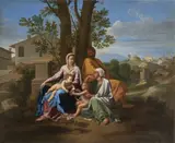 Nicolas Poussin, Paesaggio con Sacra Famiglia con Santa Elisabetta e San Giovannino...