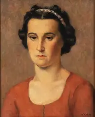 Virgilio Guzzi, Ritratto di giovane ragazza, 1927..., Ottime condizioni Cornice
