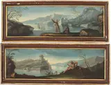 Paolo Anesi, Scena costiera con San Giovanni Battista e barche di pescatori sullo sfondo - S...