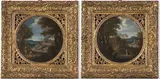 Gaspard Dughet, Paesaggi con figure e architetture. Coppia di dipinti...