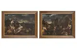 Pietro Dandini, Mosè fa scaturire l'acqua dalle rocce - Scena veterotestamentaria. Coppia di di...