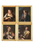 Antonio Amorosi, A) Fanciulla con cesto di frutta; B) Fanciullo con flauto; C) Giovinetta con ...