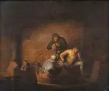 Adriaen van Ostade, Interno con famiglia di contadini...