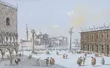 Giacomo Guardi, Veduta della Piazzetta con San Giorgio Maggiore sullo sfondo...