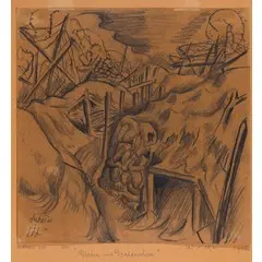 Unternhaus 1891 - Oehningenbodensee 1969 / Trincea con filo spinato, 1915 by Otto Dix, pencil on paper da spolvero applicata on cartoncino, offered Jun 2018