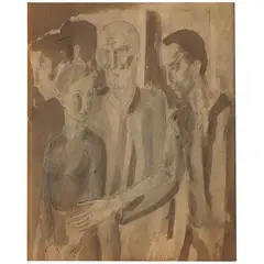 Bologna 1889 - Vicenza 1946 / Gruppo di persone, 1912/13 by Ubaldo Oppi, pencil and inchiostro acquarellato on paper, offered Jun 2018