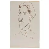 Massimo Campigli, Berlino 1895 - St. Tropez 1971 / Ritratto del pittore Mario Tozzi, 1927, Disegno a china