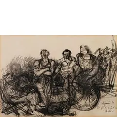 Cervignano Del Friuli (Ud) 1924 / Famiglia di contadini - studio, 1956 by Giuseppe Zigaina, pencil, offered Jun 2018