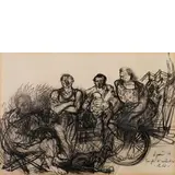 Giuseppe Zigaina, Cervignano Del Friuli (Ud) 1924 / Famiglia di contadini - studio, 1956, pencil