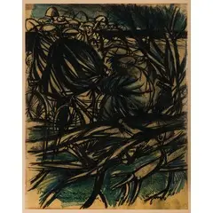 Giuseppe Zigaina, Cervignano Del Friuli (Ud) 1924 / Studio per 'Assemblea di braccianti sul Cormor', 1951, pastel