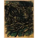 Giuseppe Zigaina, Cervignano Del Friuli (Ud) 1924 / Studio per 'Assemblea di braccianti sul Cormor', 1951, pastel