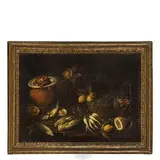 Natura morta con pesci, ostriche, verdure e polpo / Firmato Realfonso sulla tesa del piatto by Tommaso Realfonso, oil on canvas, offered Nov 2018