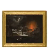 Johann Georg Trautmann, Paesaggio notturno con incendio, oil on canvas