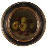 Bartolomeo Bimbi, Natura morta con fichi, mele e ciliegie, oil on panel
