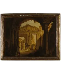 Christoffer Wilhelm Eckersberg, Veduta del Portico d'Ottavia, oil on canvas