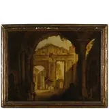 Christoffer Wilhelm Eckersberg, Veduta del Portico d'Ottavia, oil on canvas