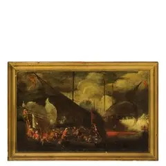 Cornelis de Wael, Battaglia navale, oil on canvas