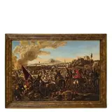 Ilario Spolverini, Battaglia con veduta di Parma, oil on canvas