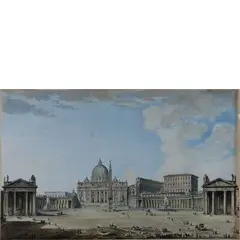 Veduta di piazza San Pietro by Francesco Pannini, plaster nero and acquerello on paper filigranata, offered Nov 2018