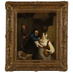 Cornelis Dusart, Contadini in una taverna, oil on canvas