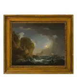 Carlo Bonavia, Veduta costiera, oil on canvas
