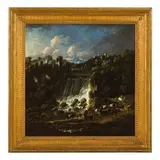 Cajetan Roos, Veduta di Tivoli con pastore e armenti, oil on canvas
