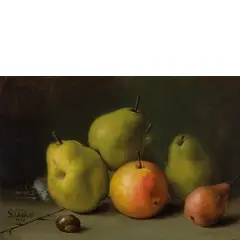 Giuseppe Falchetti, Natura morta con frutta / Firmato 'G Falchetti' e datato 1894 in basso a sinistra, oil on cardboard
