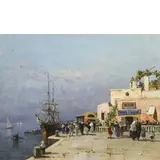 Nicolas De Corsi, Porticciolo a Capri / Firmato 'De Corsi' in basso a destra, oil on tavoletta