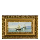 Antonio Varni, Vele nel mare calmo / Firmato 'A Varni' ed iscritto 'Pra 22 X 1890' in basso a sinistra, oil on canvas