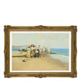 Pescatori e fanciulle sulla spiaggia / Firmato 'C Bentivoglio' datato 96 in basso a destra by Cesare Bentivoglio, oil on canvas, offered Nov 2018