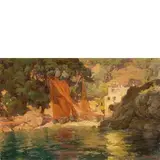 Romolo Pergola, Roma, 1890 - Torino, 1960 / Reti sulla spiaggia a San Fruttuoso / Firmato 'Romolo Pergola' in basso a destra