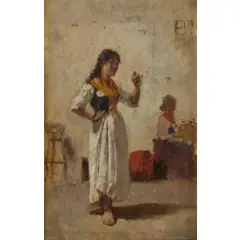 Uberto Dell’Orto, Milano, 1848 - 1895 / Ballando la tarantella, oil on panel