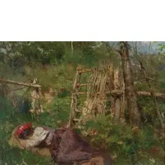 Uberto Dell’Orto, Milano, 1848 - 1895 / Fanciulla sdraiata nel prato, oil on canvas