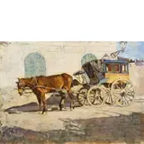 Uberto Dell’Orto, Milano, 1848 - 1895 / Omnibus a Bordighera, oil on canvas