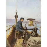 Uberto Dell’Orto, Milano, 1848 - 1895 / A prua / Firmato in basso a sinistra 'U Dell'Orto' / Iscrizione sul retro 'Pallanza 1889', oil on canvas