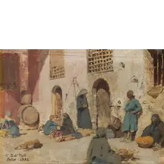 Uberto Dell’Orto, Milano, 1848 - 1895 / Al Cairo / Firmato 'U Dell'Orto' Cairo 1882 in basso a sinistra, oil on cardboard