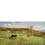 Uberto Dell’Orto, Milano, 1848 - 1895 / Paesaggio alpino con mucche e pastorelli / Firmato in basso a sinistra 'U Dell'Orto', oil on canvas