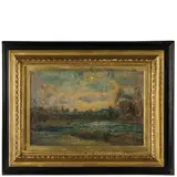 Leonardo Bistolfi, Casale M.to, 1859 - La Loggia, 1933 / Impressione, paesaggio fluviale / Firmato 'L Bistolfi' in basso a destra, oil on panel