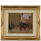 Livorno, 1889 - 1969 / Fiaccolai fiorentini / Firmato 'G Lomi' in basso a sinistra by Giovanni Lomi, oil on panel, offered Nov 2018