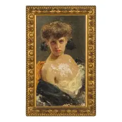 Giuseppe De Sanctis, Napoli, 1858 - 1924 / Ritratto di fanciulla / Firmato 'G De Sanctis' in basso a sinistra, oil on canvas