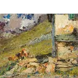 Alessandro Lupo, Torino, 1876 - 1953 / Paesaggio con contadina / Firmato 'A Lupo' in basso a sinistra