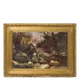 Clarence Roe, Gran Bretagna, 1850 - 1909 / La pesca sul fiume / Firmato 'Clarence H Roe' e datato 1886 in basso a destra, oil on canvas
