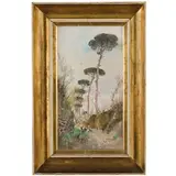 Giuseppe Casciaro, Ortelle, 1863 - Napoli, 1945 / Paesaggio con figure / Firmato 'G.Casciaro' in basso a destra, mixed media on cartoncino