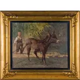 Filippo Palizzi, Vasto, 1818 - Napoli, 1899 / Bambino con asinello / Firmato 'Filippo Palizzi' in basso a destra