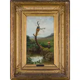 Teofilo Patini, Castel di Sangro, 1840 - Napoli, 1906 / Contadini che potano i rami di un albero / Firmato 'T Patini' in basso a destra, oil on tavoletta