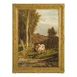 Serafino De Tivoli, Livorno, 1826 - Firenze, 1892 / Paesaggio campestre con mucche / Firmato in basso a sinistra